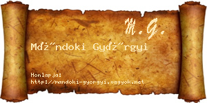 Mándoki Györgyi névjegykártya